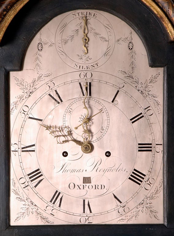 English George III Blue Japanned Long Case Clock by Thomas Reynolds For Sale
