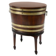 George III Mahogany and Brass Bound Oval Wine Cooler