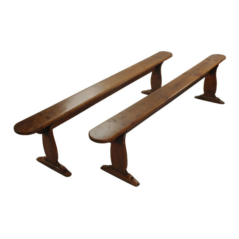 A Good Pair of 18th Century Elm Trestle Benches