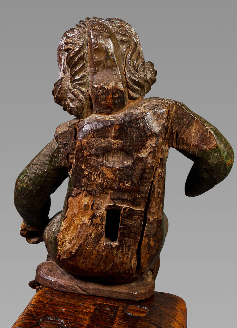 Delightful 17th Century Spanish Polychrome Carving of a Child In Good Condition For Sale In New York, NY
