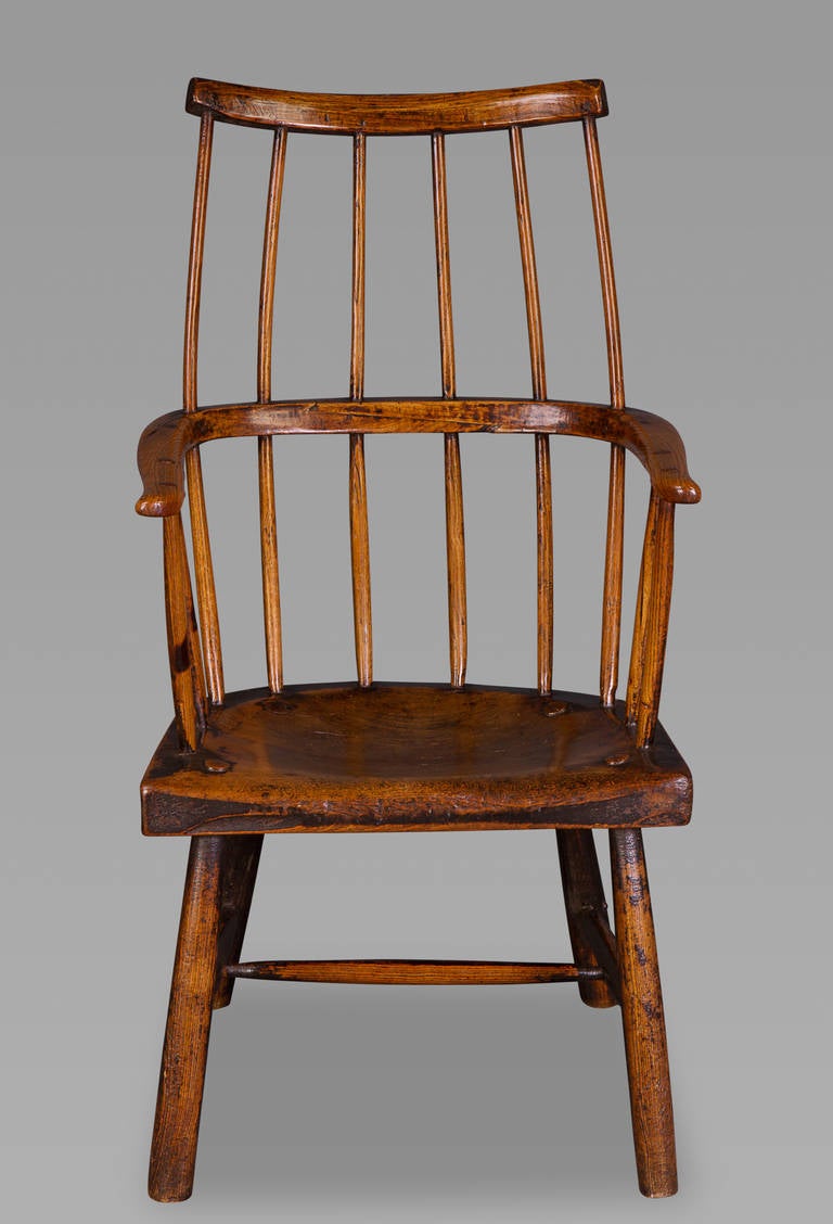 18th Century and Earlier 18th Century Elm and Ash Armchair of Impressive Proportions