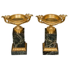 Pair of Regency Period Ormolu and Marble Tazza
