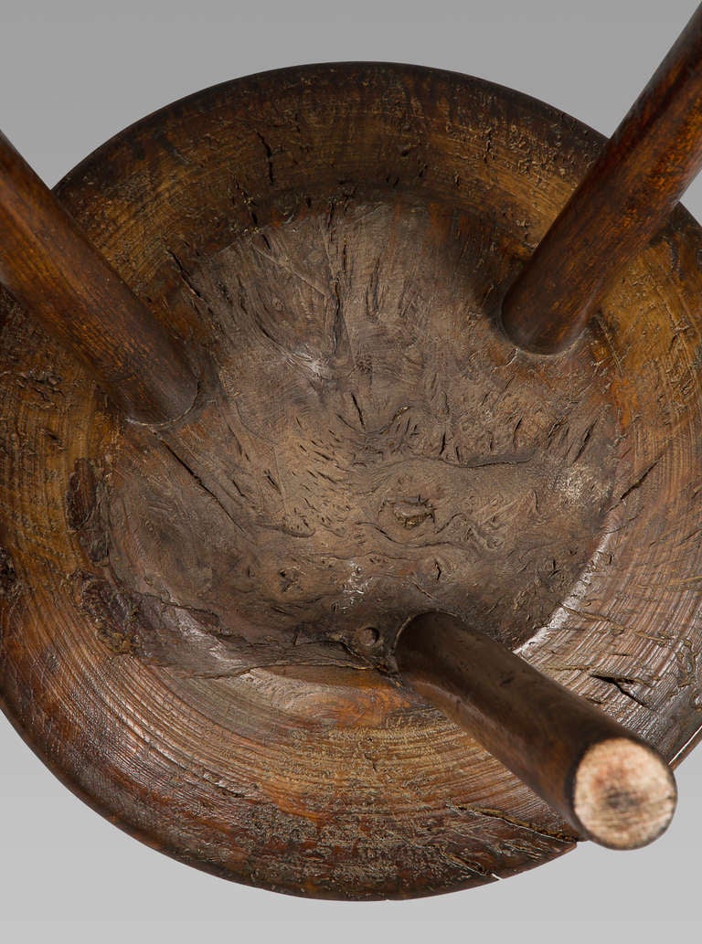 British 18th Century Burr Oak Cricket Table or Stool