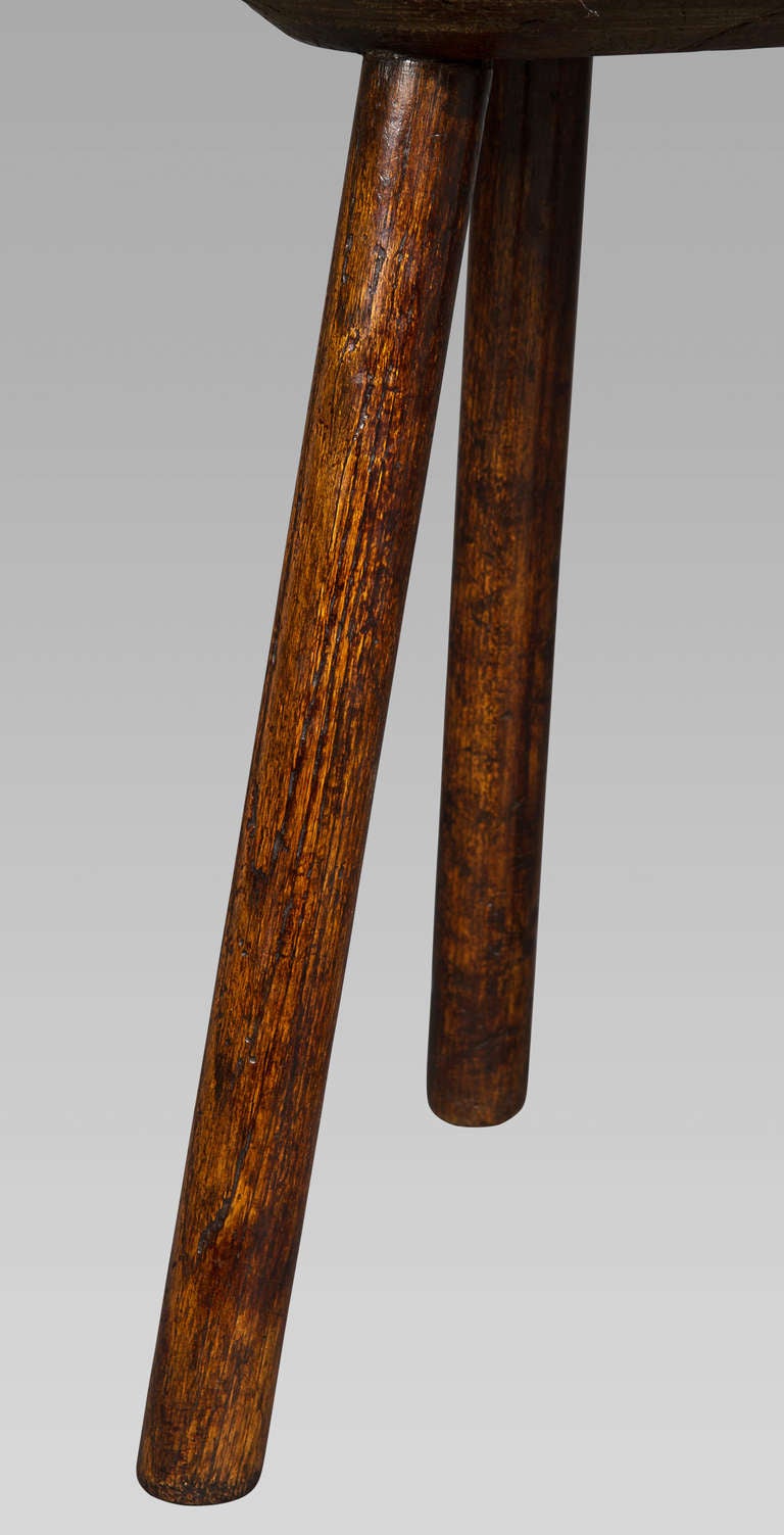 19th Century 18th Century Burr Oak Cricket Table or Stool