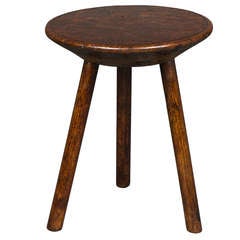 Antique 18th Century Burr Oak Cricket Table or Stool