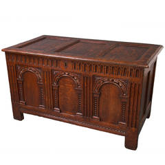 Elizabeth I Carved Oak Coffer 6