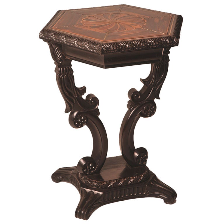 Sinhalese Ivory-Inlaid Specimen Wood and Ebony Occasional Table