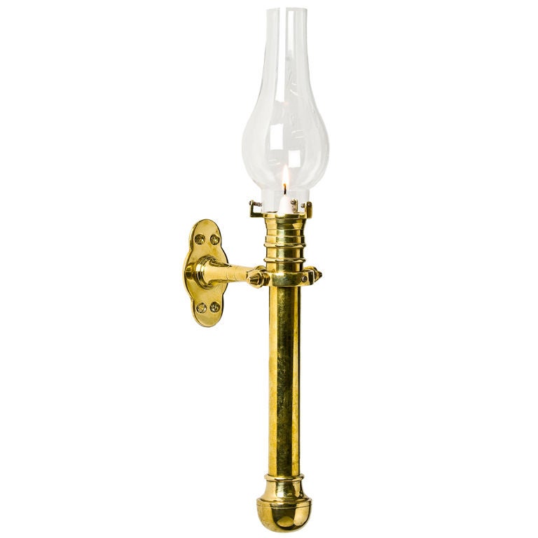 Gimballed Brass Candlestick Lamp For Sale