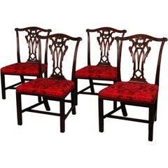 Antique Set of Four Chippendale Period Mahogany Side Chairs