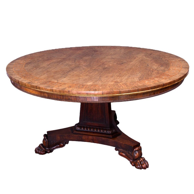 Exceptional Regency Period Goncalo Alves and Marquetry Breakfast Table For Sale