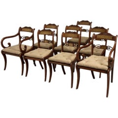 A Set of Eight Regency Brass-Inlaid Rosewood Dining Chairs