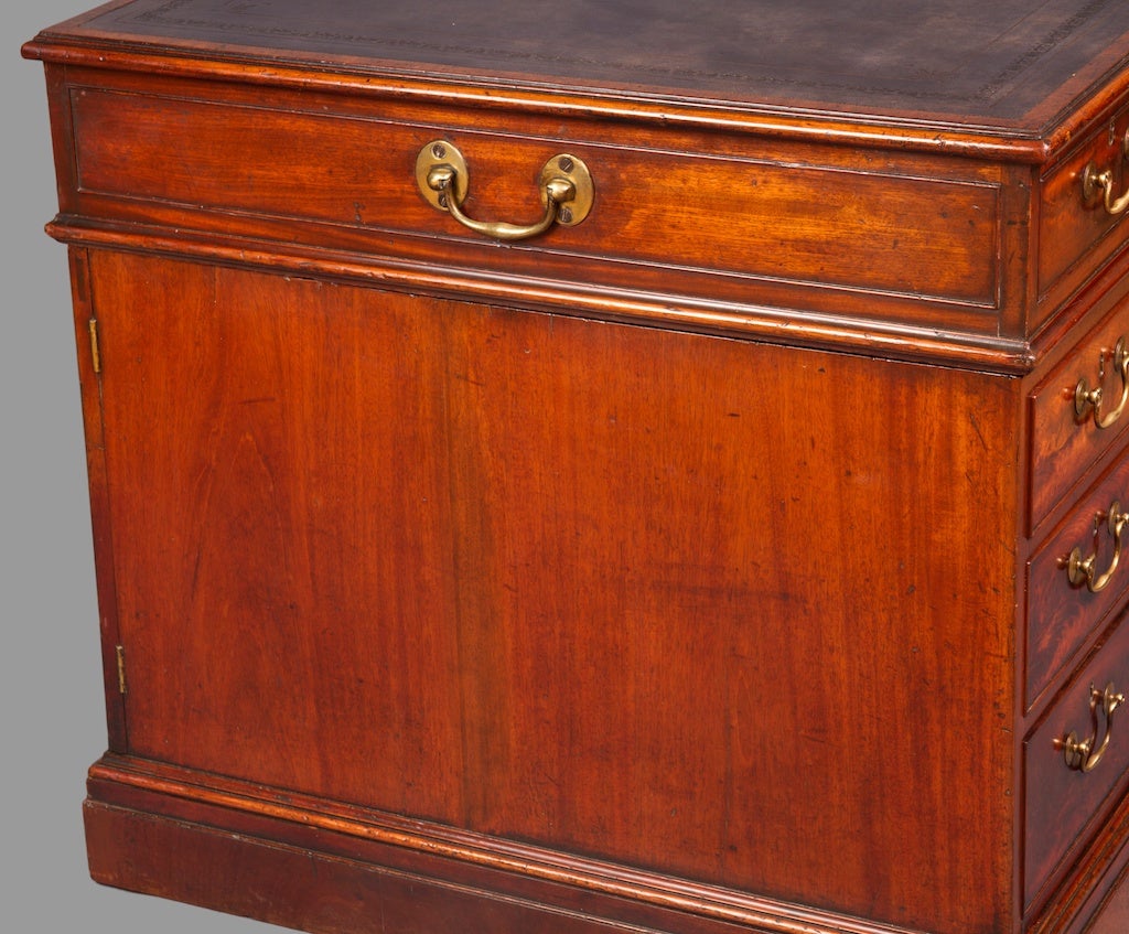 18th Century and Earlier A Good George III Mahogany Double Pedestal Desk