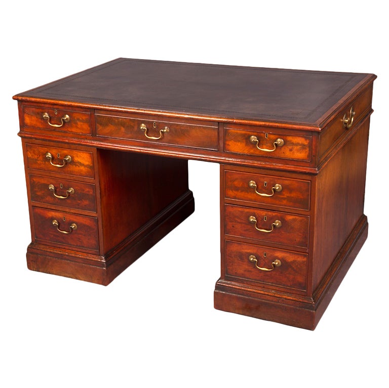 A Good George III Mahogany Double Pedestal Desk