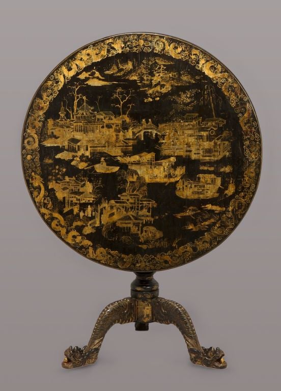 Chinese Export Lacquer Tilt-Top Tripod Table