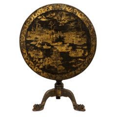 Chinese Export Lacquer Tilt-Top Tripod Table