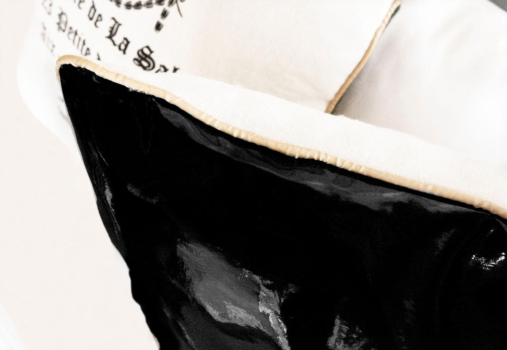 Unique Gold Outdoor Settee with French Calligraphy Cushions