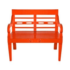Red High Gloss Teak Wood Bench for Outdoor/Indoor Use