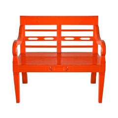 Used Red High Gloss Teak Wood Bench for Outdoor/Indoor Use