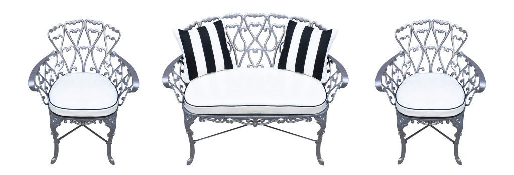 Silver Aluminum Loveseat and Two Chairs