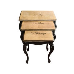 Beautiful Nesting Table Set with French Calligraphy