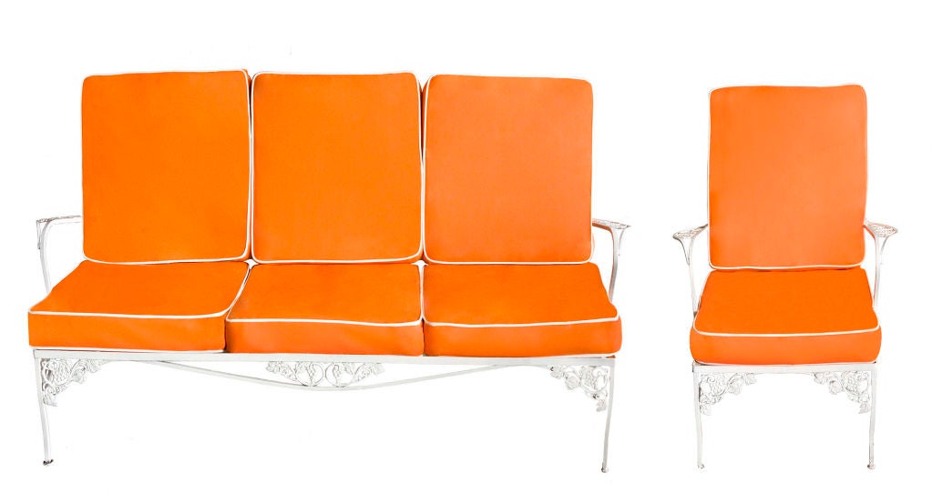 Wrought Iron Settee & Chair Set