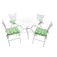 Vintage Salterini Style Silver Iron Table and Chair Set