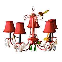 Birds of A Feather Red Chandelier