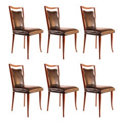 Set Of Six 1960s Leather Dining Chairs