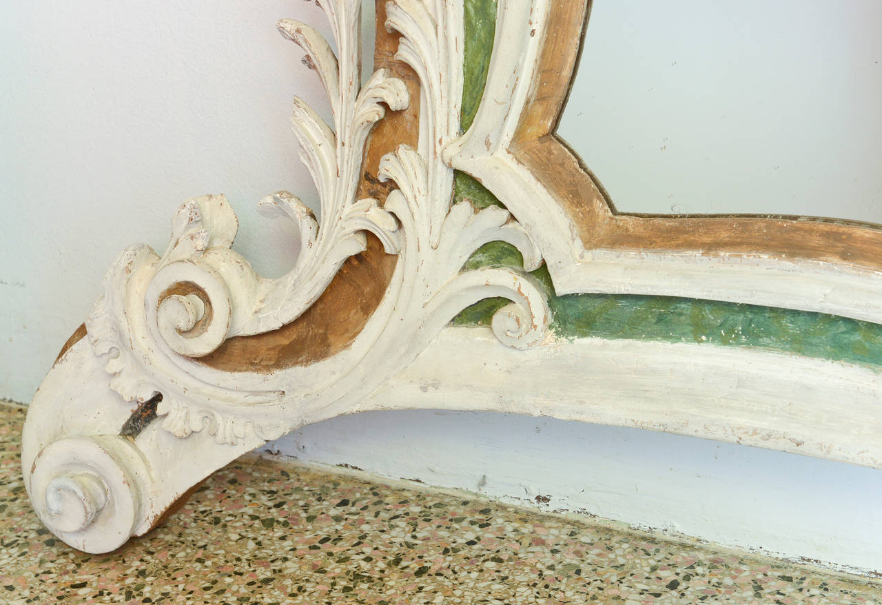 Painted 19th Century Antique Carved Venetian Mirror