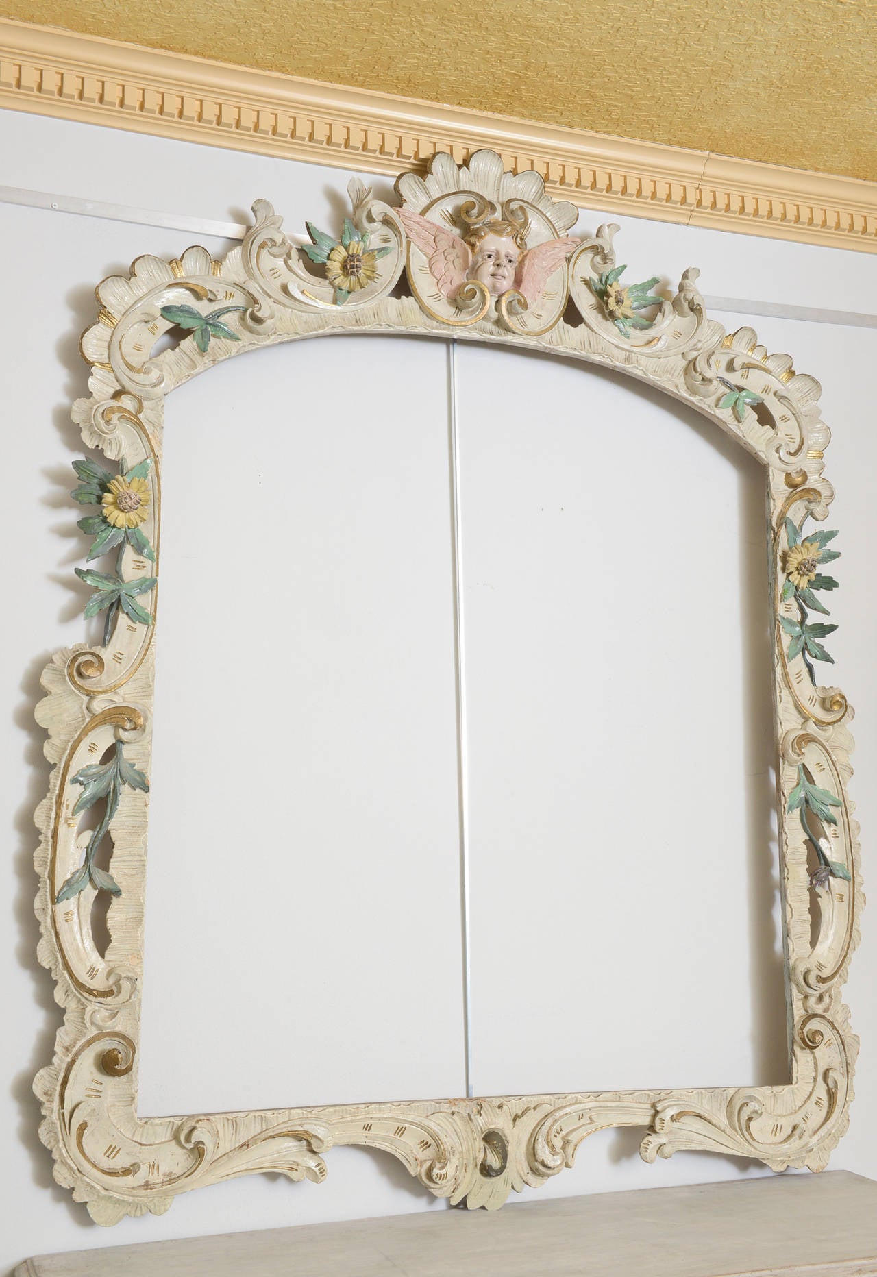 Baroque 19th Century Antique Swedish Hand-Carved Frame and Mirror
