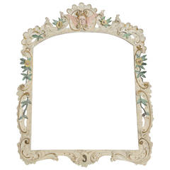 19th Century Antique Swedish Hand-Carved Frame and Mirror