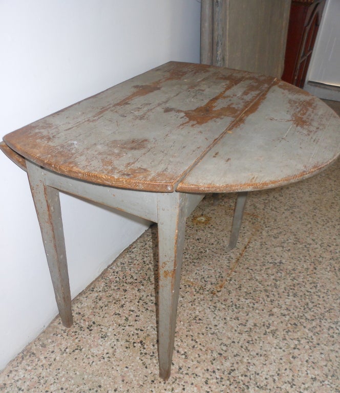 Wood Swedish Antique Drop-Leaf Table in Original Paint. 18th Century For Sale