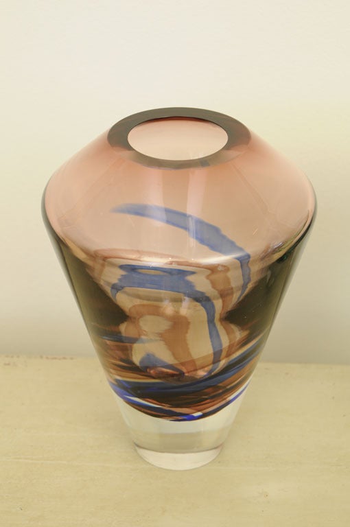 Mid Century Pair of Murano Glass Vases Signed Salviati In Good Condition For Sale In West Palm Beach, FL