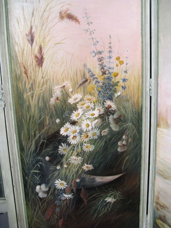 Canvas  Swedish Screen  19th Century For Sale