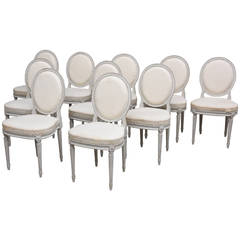 Set of Ten 19th Century Antique Swedish Gustavian Dining Chairs