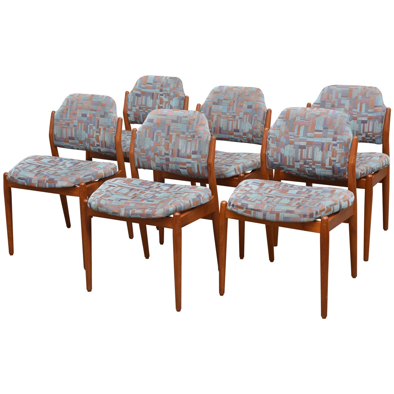 Set of Six Teak Danish Modern Dining Chairs by Arne Vodder For Sale