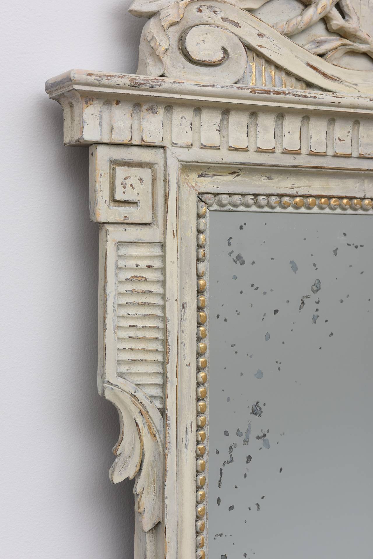 Wood Antique Painted Gustavian Style Mirror