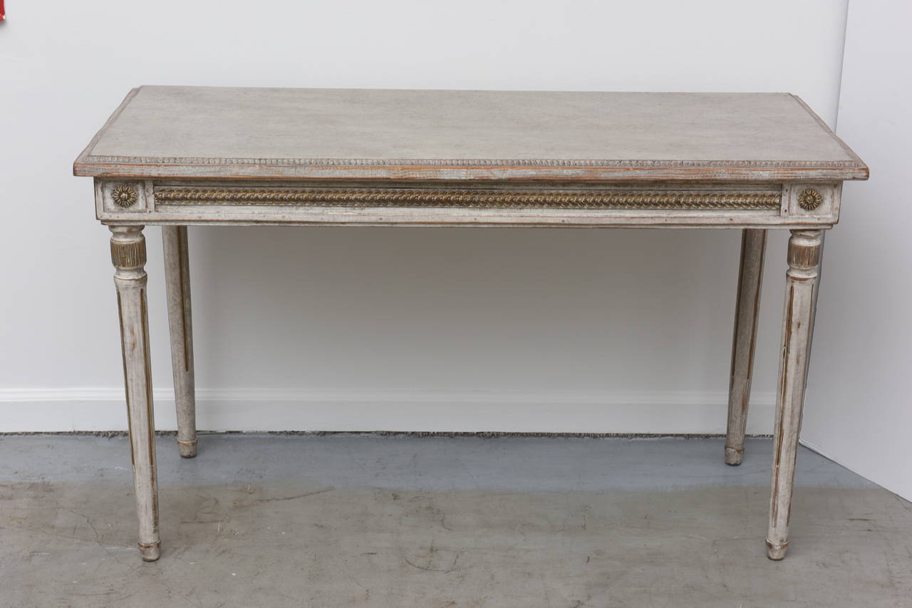 Wood Painted Antique Swedish Console Table, Mid-19th Century