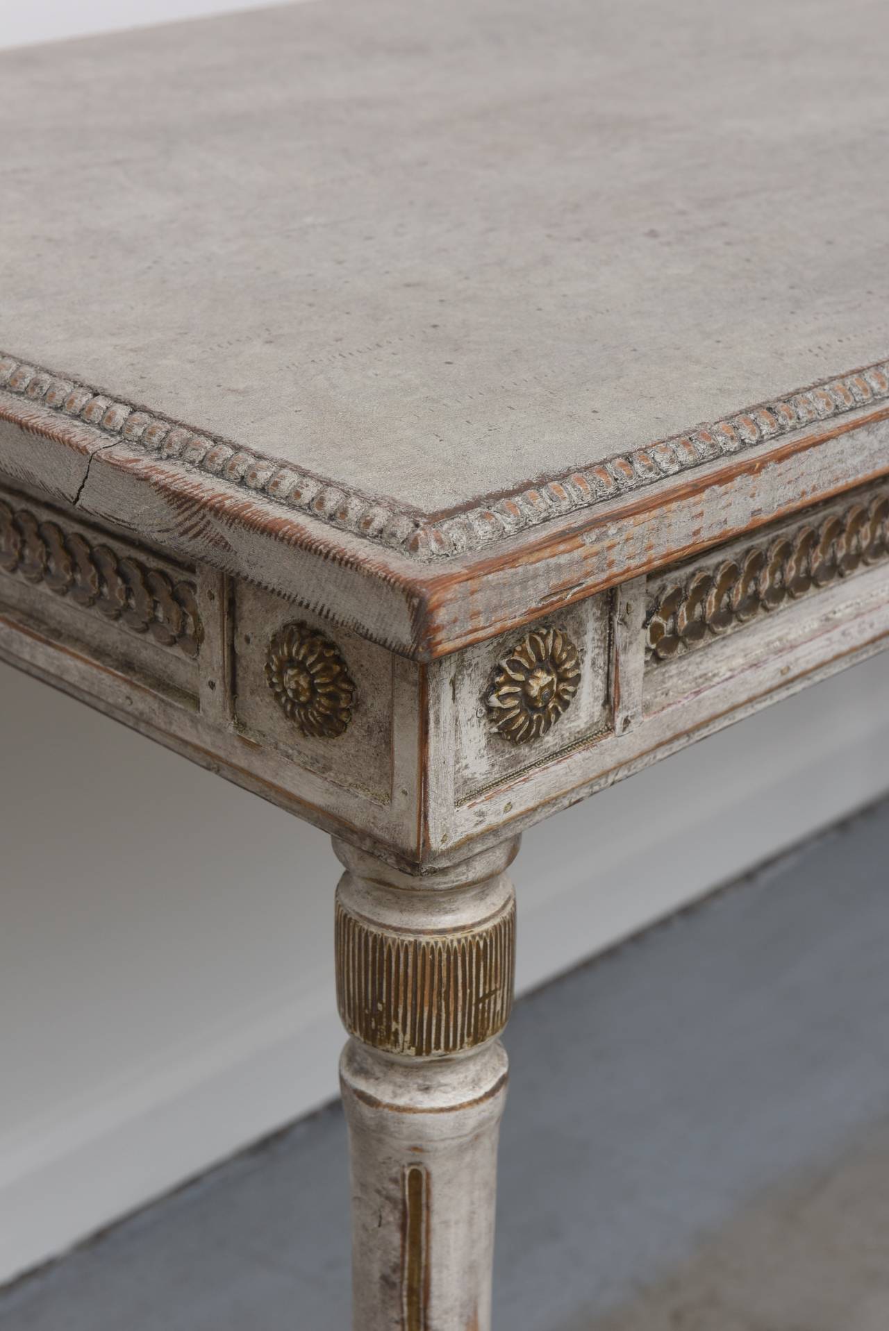 Gustavian Painted Antique Swedish Console Table, Mid-19th Century