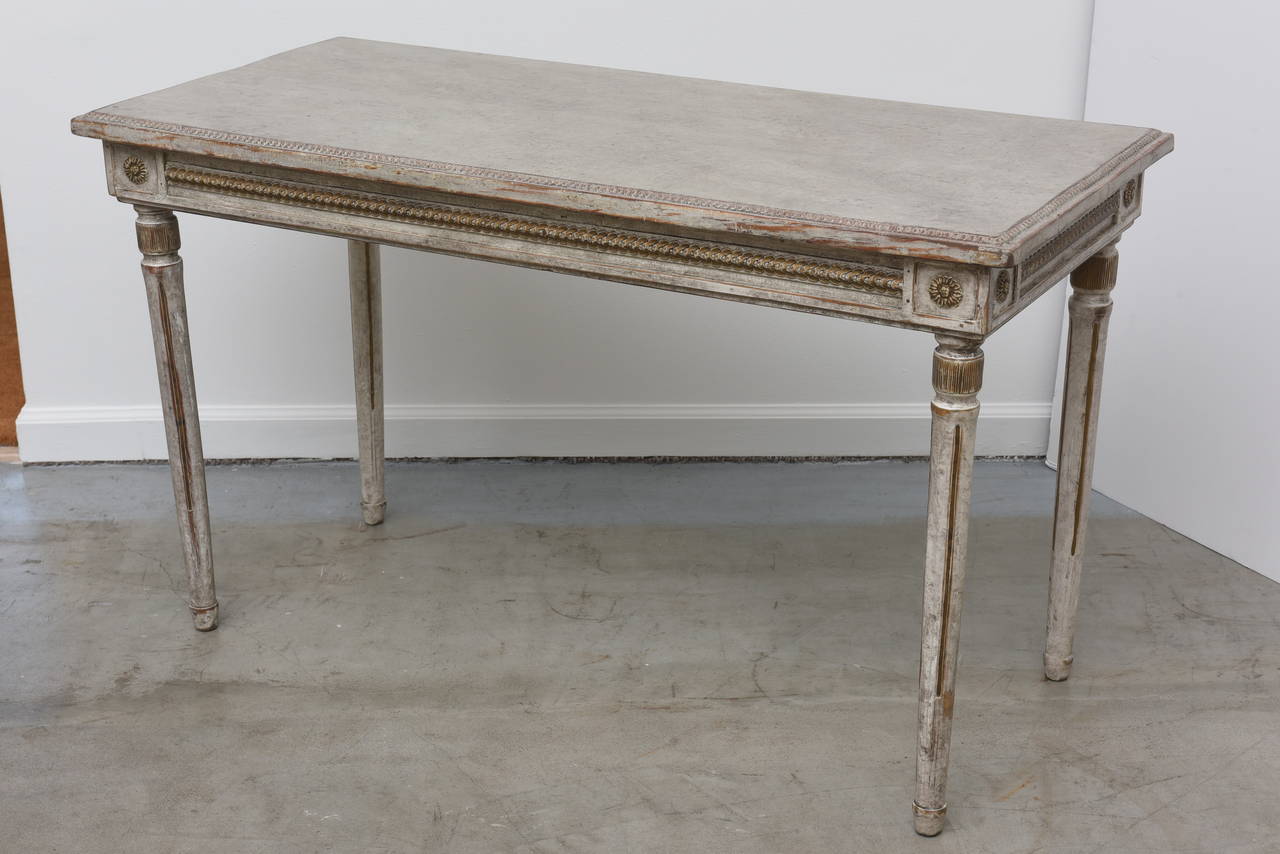 Painted Antique Swedish Console Table, Mid-19th Century 5