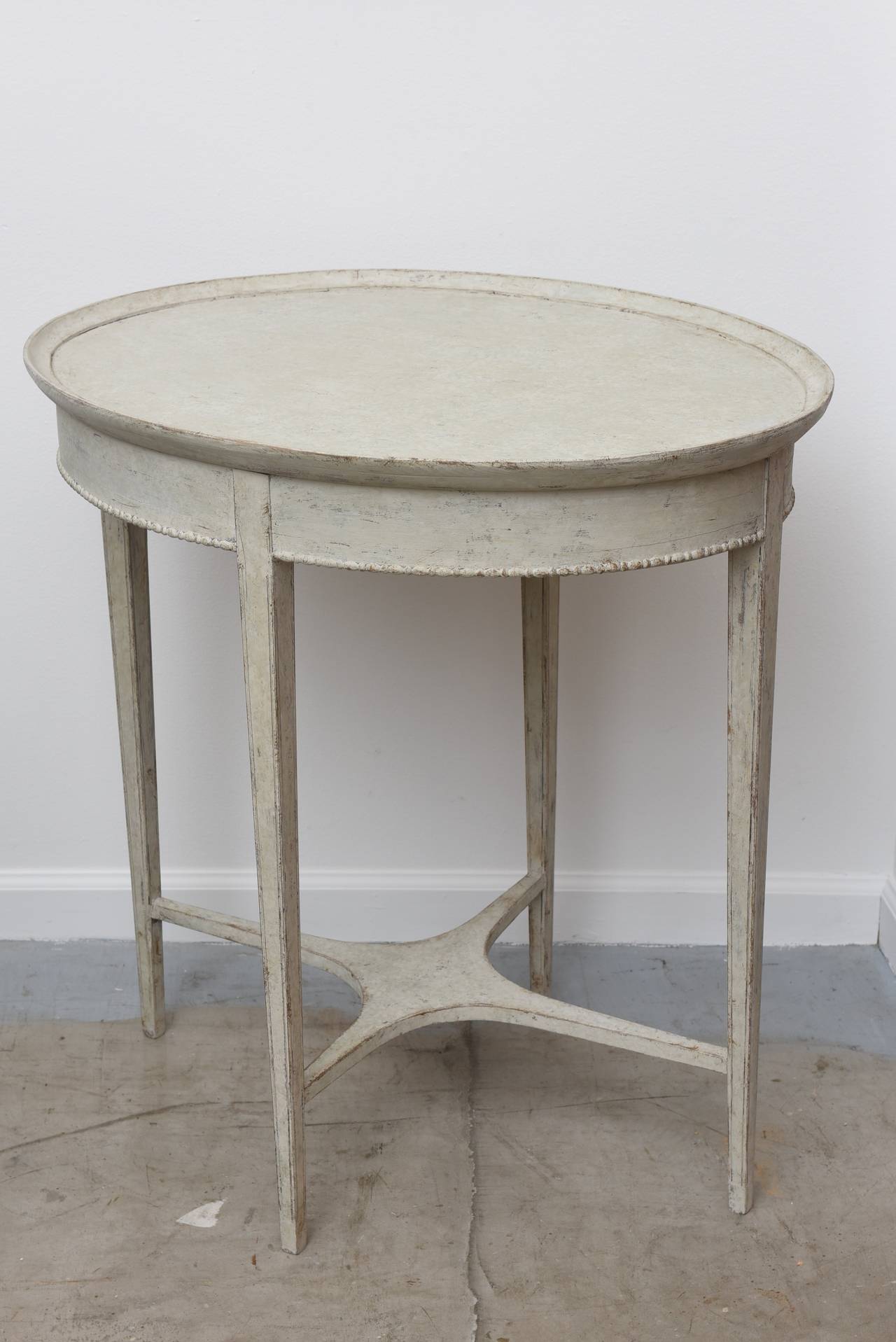 Antique Swedish Oval Side Table with Drawer 19th Century at 1stDibs