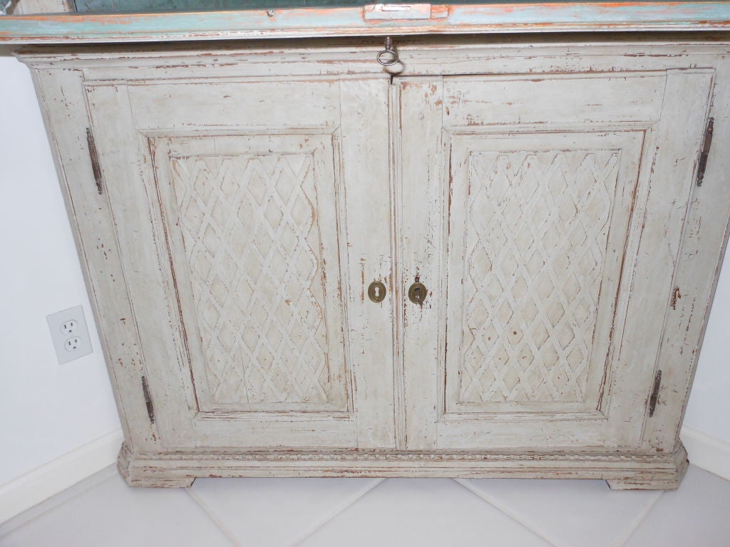 18th Century Scandinavian Danish Painted Secretaire or Corner Cabinet For Sale 3