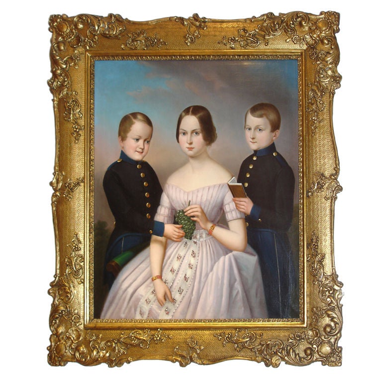 Austrian Portrait of Three Children For Sale