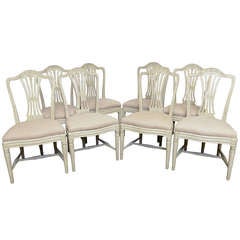 Group of Antique Swedish Dining Room Painted Chairs