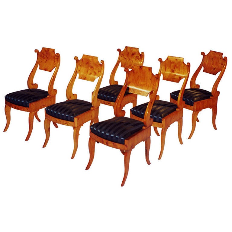 Set of Six Exemplary Russian Biedermeier Chairs For Sale