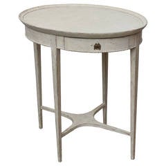 Antique Swedish Oval Side Table with Drawer 19th Century