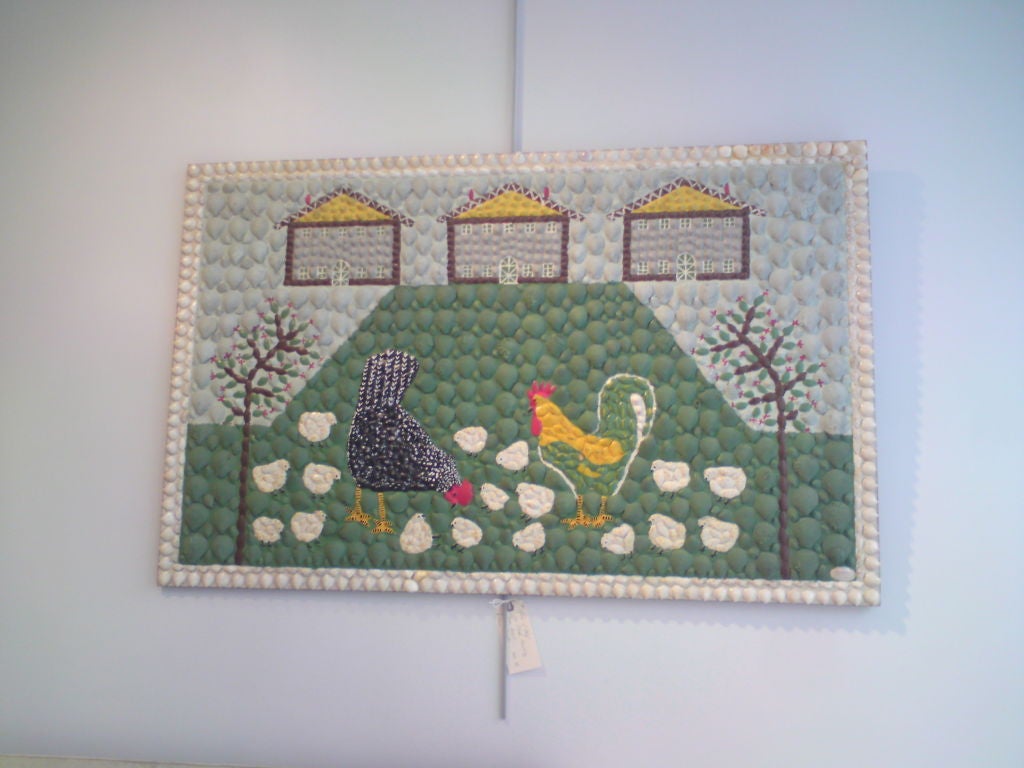 Italian Naive Seashell Painting by Guido Manerba