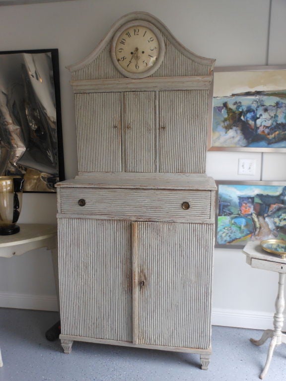 Very Rare Antique Swedish Clock Cabinet