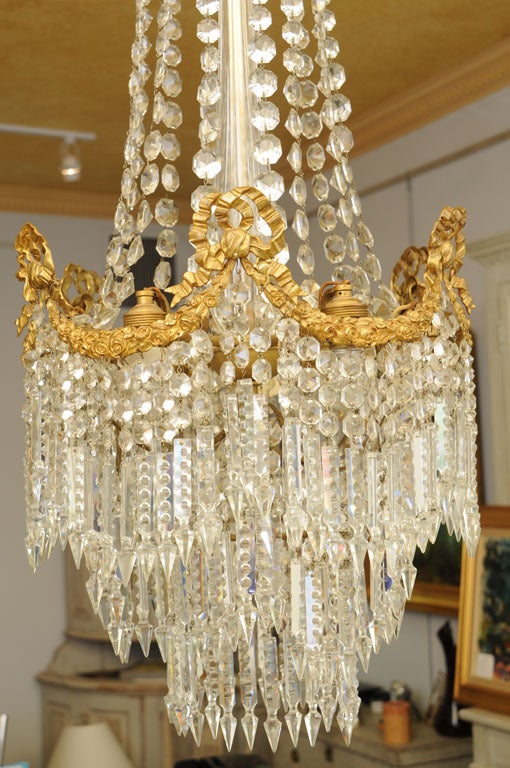 19th Century French Cut-Glass Crystal and Bronze Chandelier 2