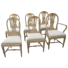 Set of Six Scandinavian Swedish Painted Dining Room Chairs